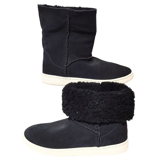 UGG MIKA Black Suede Sheepskin Leather Sneaker Ankle Snow Boots Womens US 7 - Picture 1 of 9